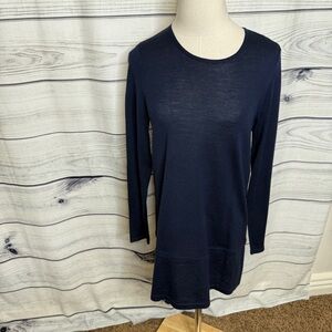J. Jill Navy Long Sleeve Knit navy Dress, washable merino wool
